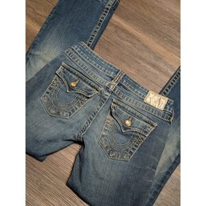 True Religion‎ Disco Becky Bootcut Jeans Blue Rhinestone 26 Made in USA